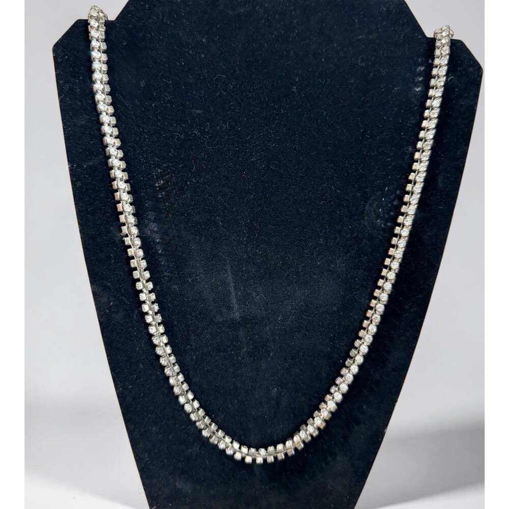 Vintage Carol Dauplaise 28” Rhinestone Necklace Signed Patented + Bonus Earrings